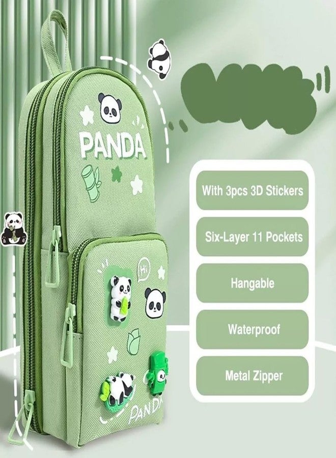 Parshya Cute Stationery Set for Kids & Students: Green Pencil Case Pouch & Retractable Push-Pull Eraser Combo | Return Gift for Girls & Boys - Image 2